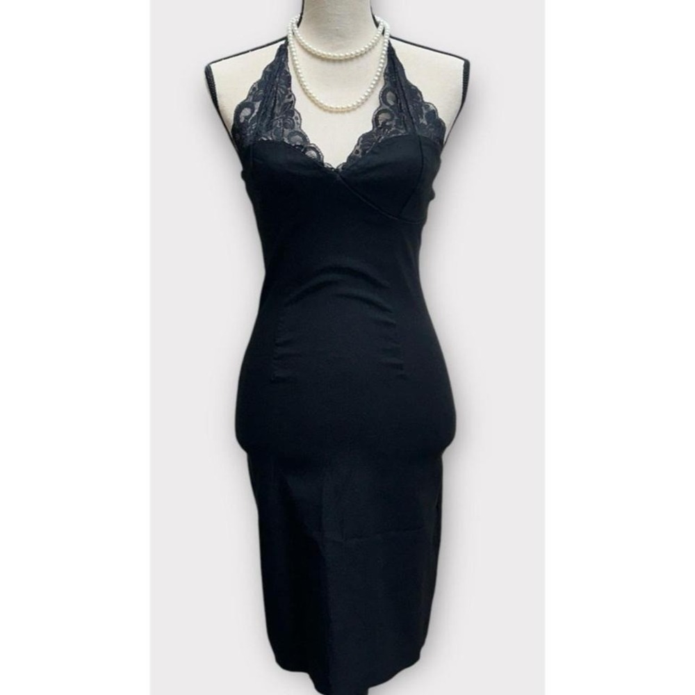 Vintage Womans M Halter Bodycon Dress Lace Festival Cocktail Secret Lover USA